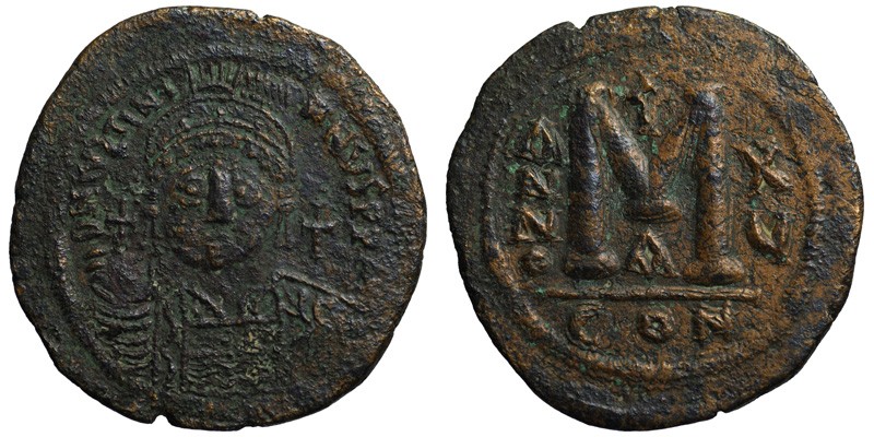 Justinian I; AE Follis, Constantinople