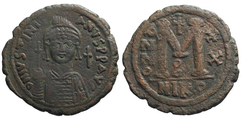 Justinian I; AE Follis, Nicomedia