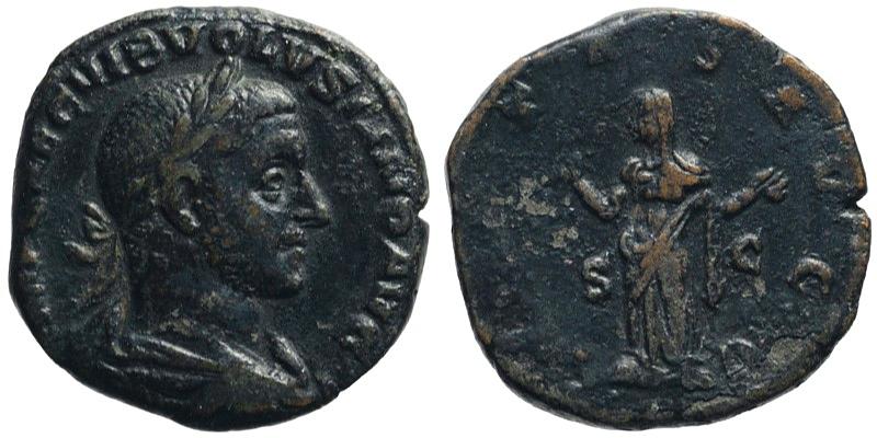 Volusian; AE Sestertius; Pietas