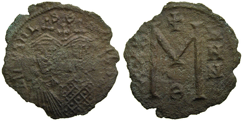 Michael I and Theophilus; AE Follis