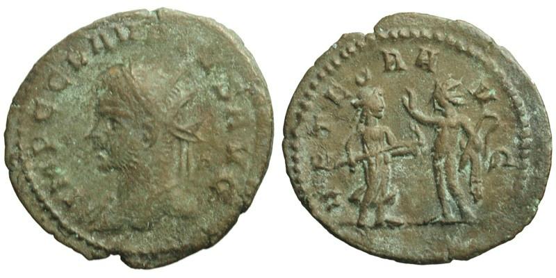 Claudius II; AE Antoninianus, Antioch; Diana (or Luna) and Sol