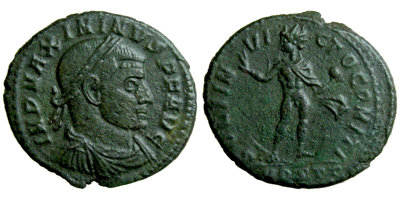 Maximinus II Daia; AE Follis, Ostia; Sol