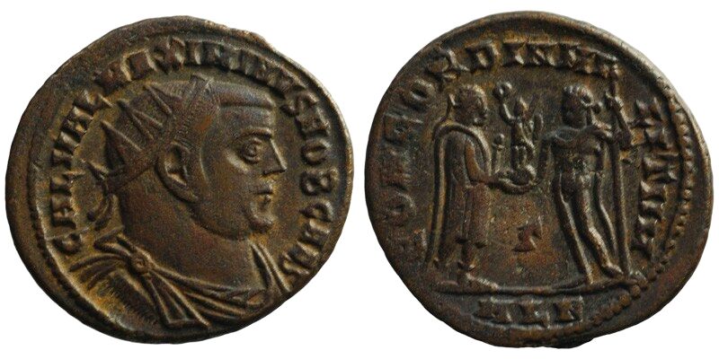 Galerius; AE Radiate, Alexandria; emperor with Jupiter