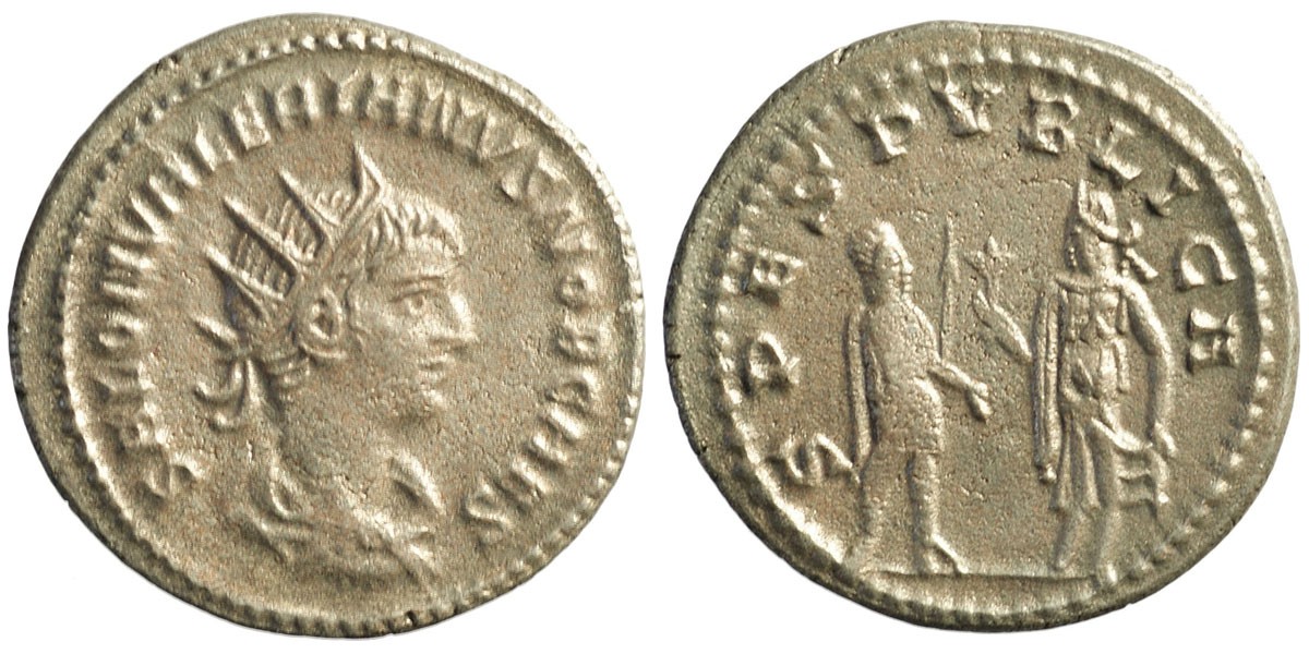Saloninus; AR Antoninianus, Samosata; Spes with Saloninus