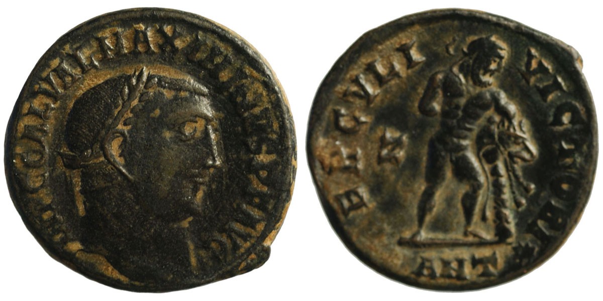 Maximinus II Daia; AE Follis, Antioch; Herakles