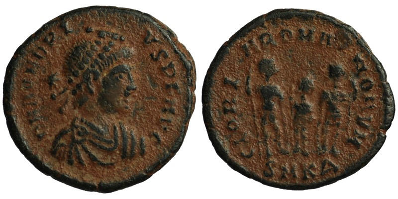 Honorius; AE3 Cyzicus; three emperors