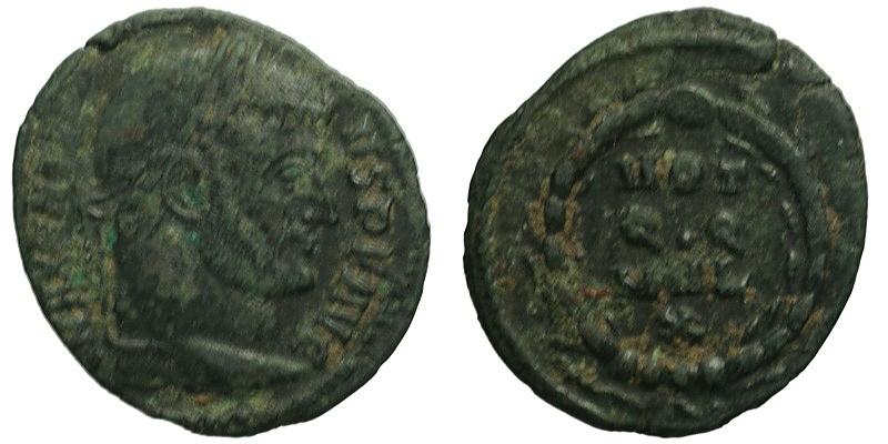 Maxentius; AE Quarter Follis; Rome; vows in wreath