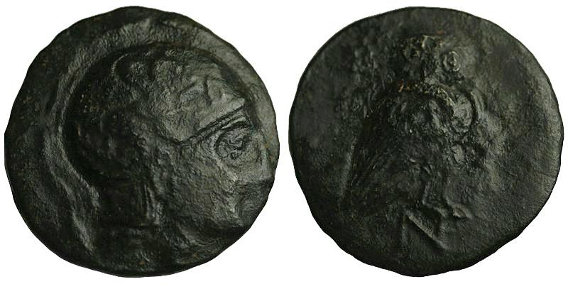 Aeolis, Neonteichos; head of Athena/owl