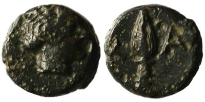 Caria, Islands off, Chalke; female head/ spearhead