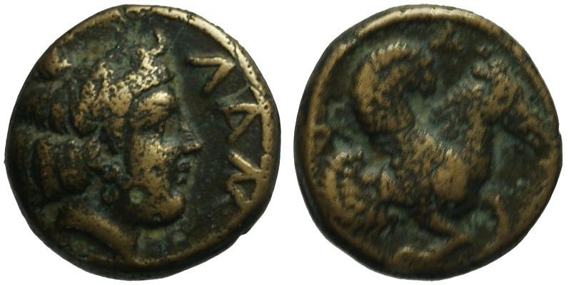 Mysia, Lampsakos; female head/Pegasos