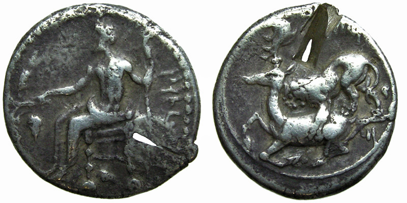Cilicia, Tarsos, Mazaios; AR Stater; Baal/lion attacking stag