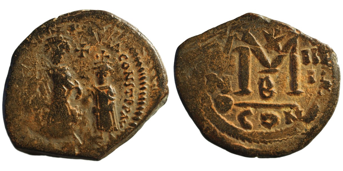 Heraclius with Heraclius Constantine; AE Follis, Constantinople
