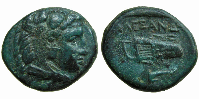Alexander III the Great; head of Herakles/club, bowcase