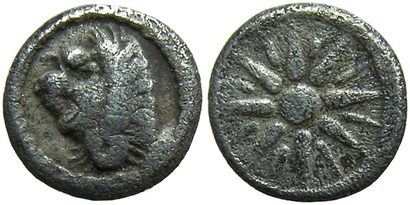 Thrace/Macedonia; AR Tetartemorion; head of lion/star
