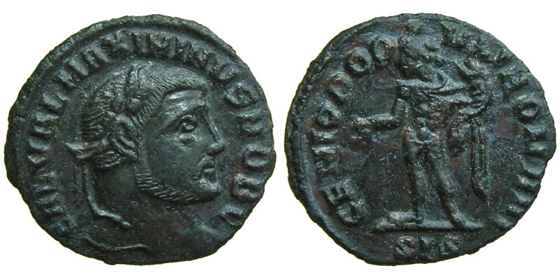 Maximinus II Daia; 1/4 Follis, Siscia; Genius