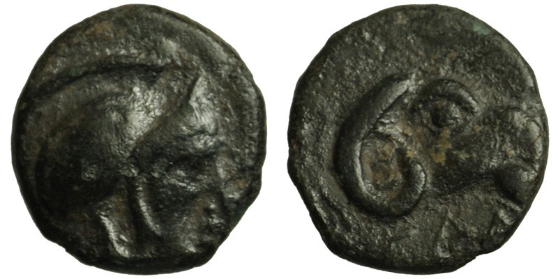 Ionia, Klazomenai; head of Athena/head of ram