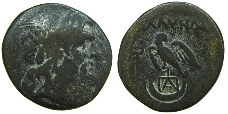 Lydia, Blaundos; head of Zeus/eagle