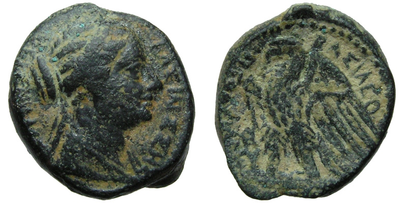 Berenice II; bust of Berenice II/eagle