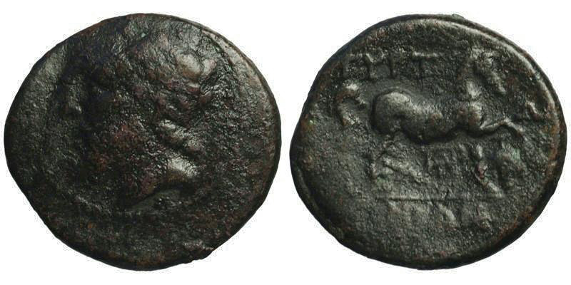 Thessaly, Gyrton; head of Zeus/horse