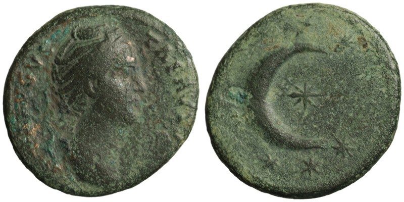 Faustina I; AE As; crescent moon with 7 stars