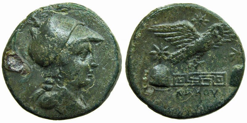 Phrygia, Apameia; bust of Athena/eagle, caps of Dioscuri