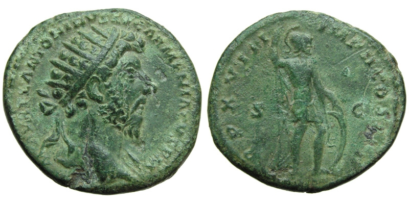 Marcus Aurelius; AE Dupondius; Mars