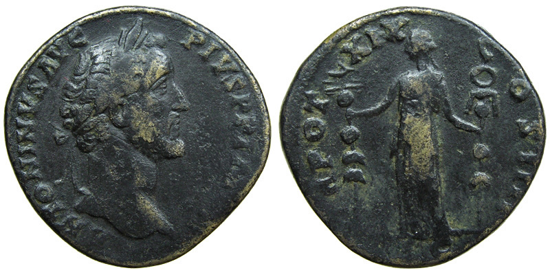 Antoninus Pius; AE Sestertius; Fides with standards