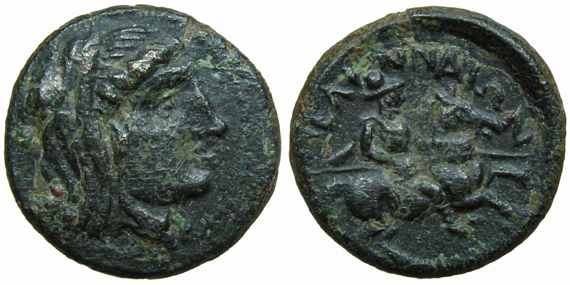 Thessaly, Pelinna; head of Mantho/horseman