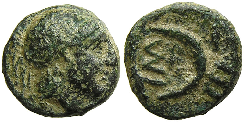 Troas, Sigeion; head of Athena/crescent, small owl