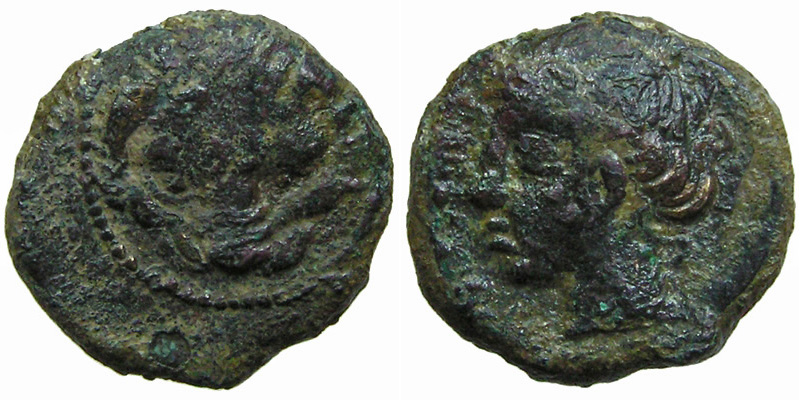 Bruttium, Rhegion; head of lion/head of Apollo
