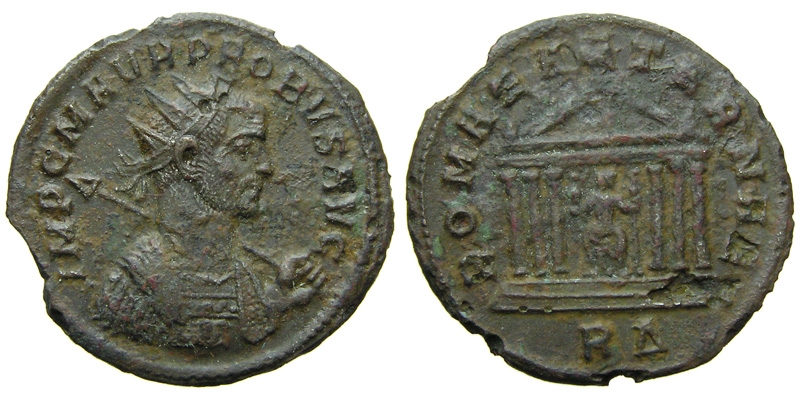 Probus, AE Antoninianus, Rome; Roma in temple