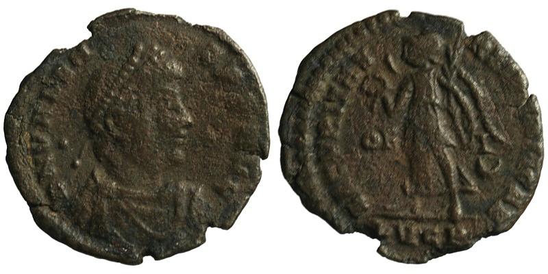 Valens; AE3 Lugdunum; Victory