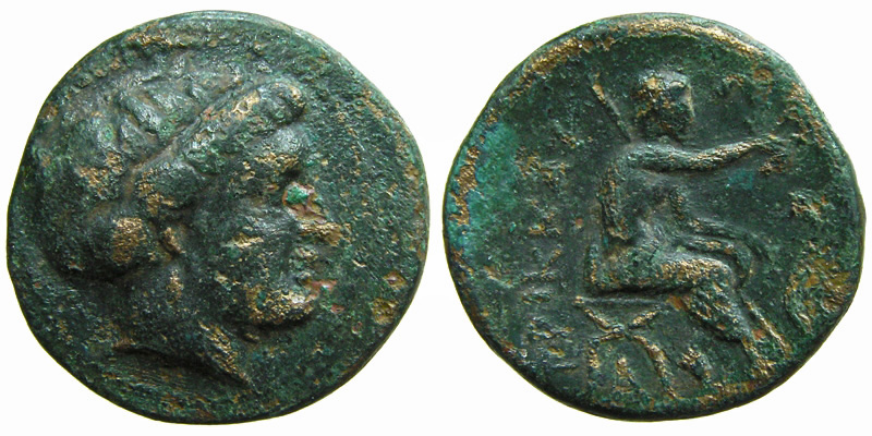 Thessaly, Trikka; head of Trikka/Asklepios seated