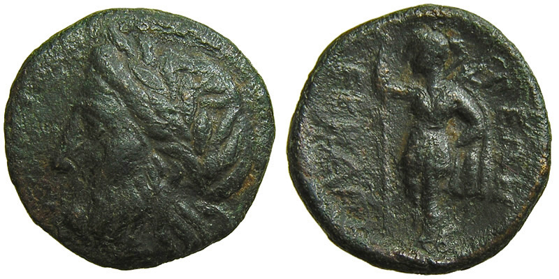 Thessaly, Ekkarra; head of Zeus/Artemis