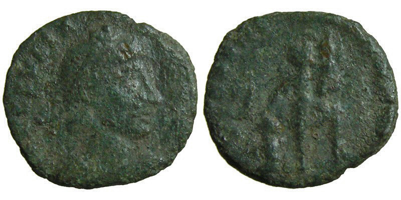 Julian II; AE4 Rome; emperor dragging captive