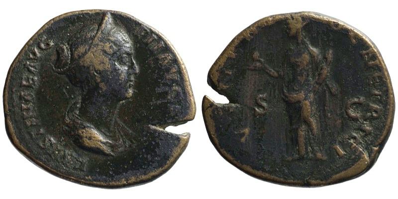 Faustina II; AE Sestertius; Venus holding infant