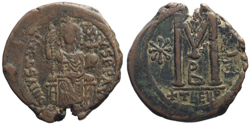 Justinian I; AE Follis, Theoupolis (Antioch)
