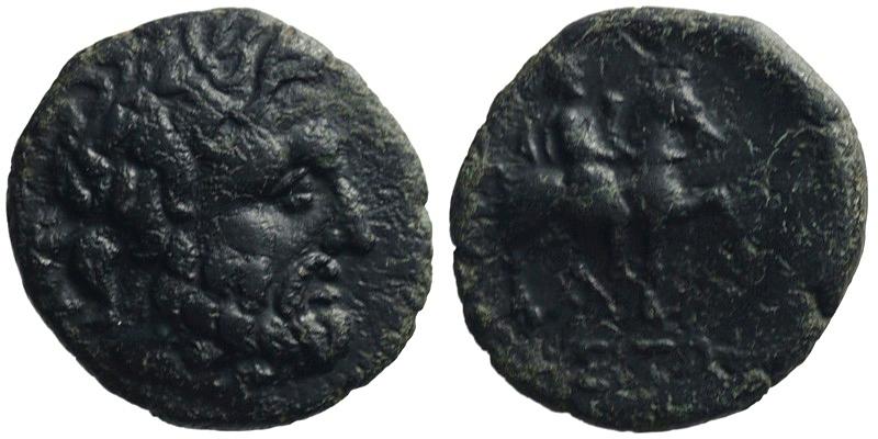 Thrace, Odessos; head of Zeus/horseman