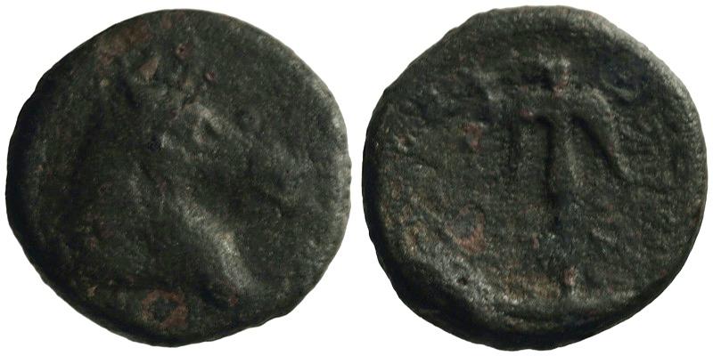 Antiochos I; head of horse/anchor