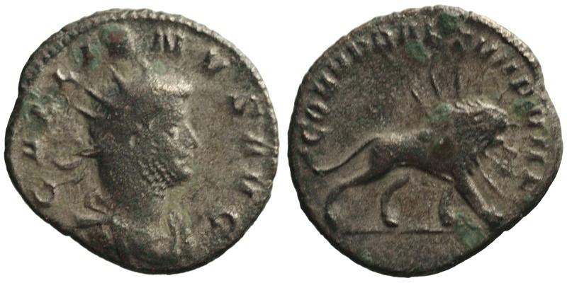 Gallienus; BI Antoninianus, Mediolöanum; radiate lion