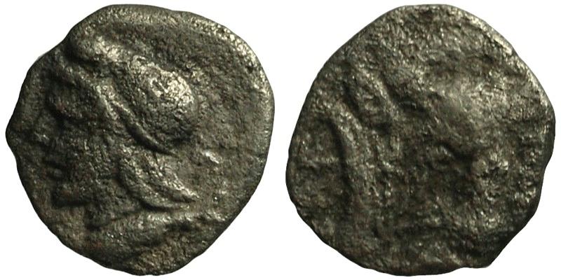 Mysia, Kyzikos; AR Hemiobol; head of Attis/head of bull
