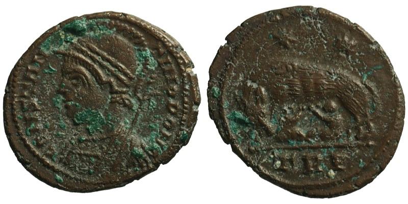 Commemorative series; AE3 Treveri; Constantinopolis/she-wolf