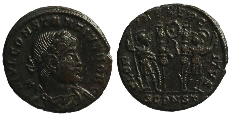 Constantius II; AE3 Arelate; soldiers with standards