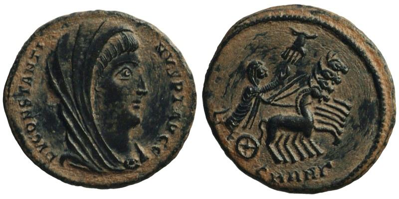 Constantine I; posthumous issue, Antioch; emperor in quadriga