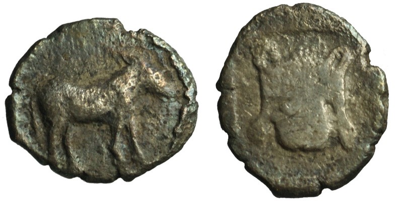 Macedonia, Mende; Tritartemorion; ass/lion scalp