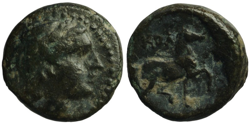 Ionia, Kolophon; head of Apollo/horse