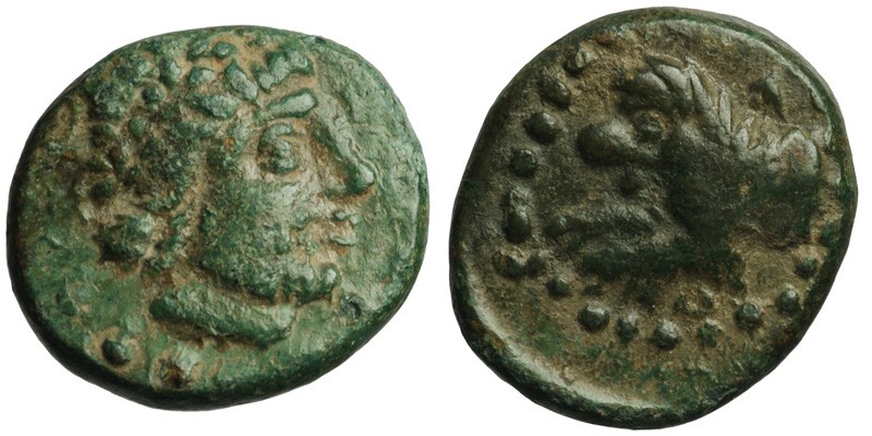 Pisidia, Komama; bearded head/forepart of lion