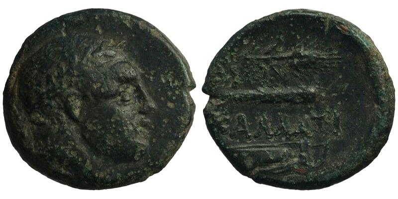 Thrace, Kallatis; male head/grain ear, club, bowcase