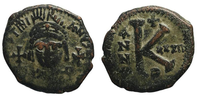 Justinian I; AE Half Follis, Theoupolis.