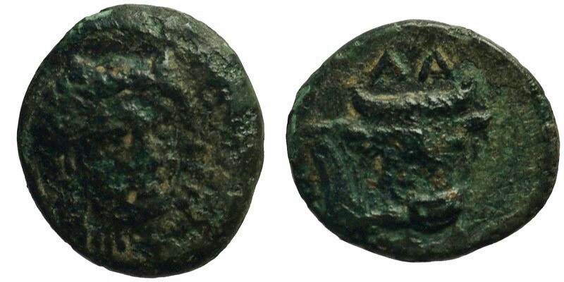 Aeolis, Larissa Phrikonis; horned head/head of bull
